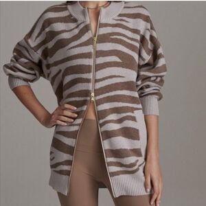 New‎ Varley Anthropologie zip up zebra striped cardigan sweater